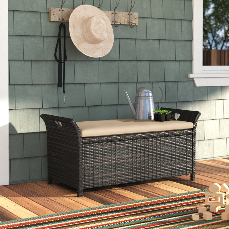 Andover Mills Hunsberger Rattan Storage Bench Reviews Wayfair